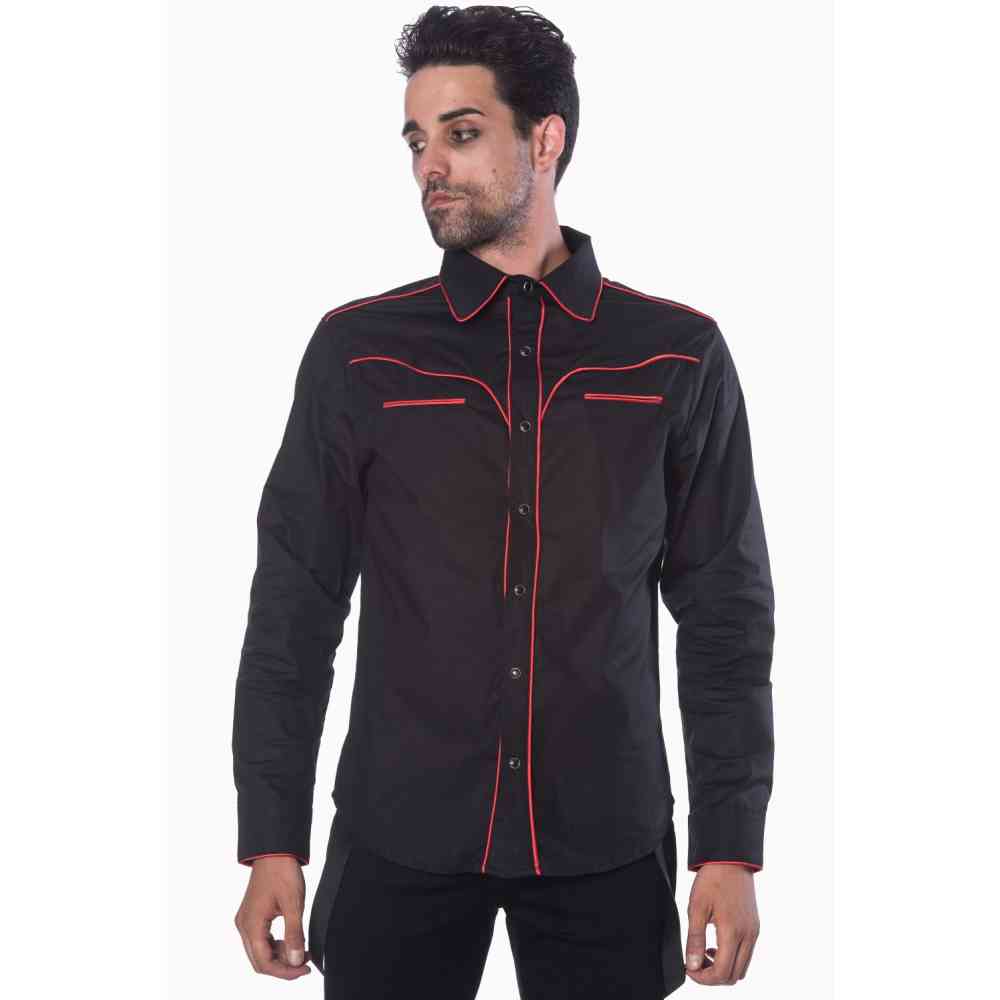 Banned - PLAIN TRIM Shirt - Black/Red
